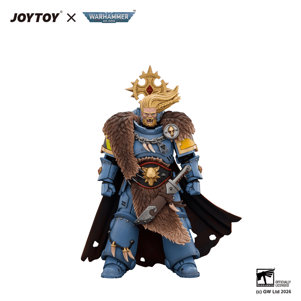 JOYTOY Warhammer 40K Space Wolves Wolf Guard Battle Leader with Master-crafted Power Weapon, Storm Shield, Thunder Hammer, Master-crafted Heavy Bolt Pistol & Plasma Pistol