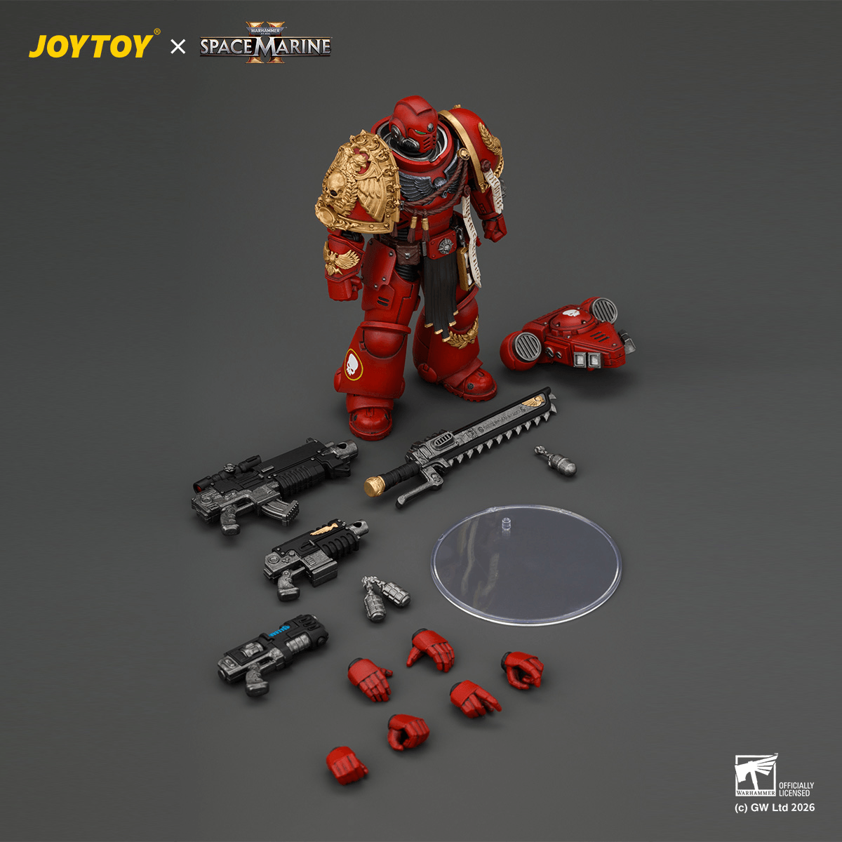 JOYTOY Warhammer 40K Game Edition Blood Angels Veteran with Bolt Rifle, Chainsword, Bolt Pistol & Plasma Pistol